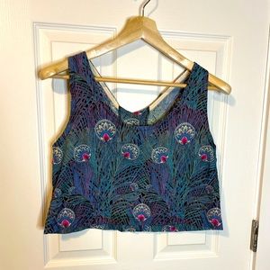VTG Universal Sportswear peacock pattern crop szM